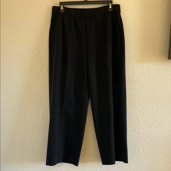 Eileen Fisher Double Knit Wide Leg Pull-On Ankle Pants Black size M - Picture 2 of 7